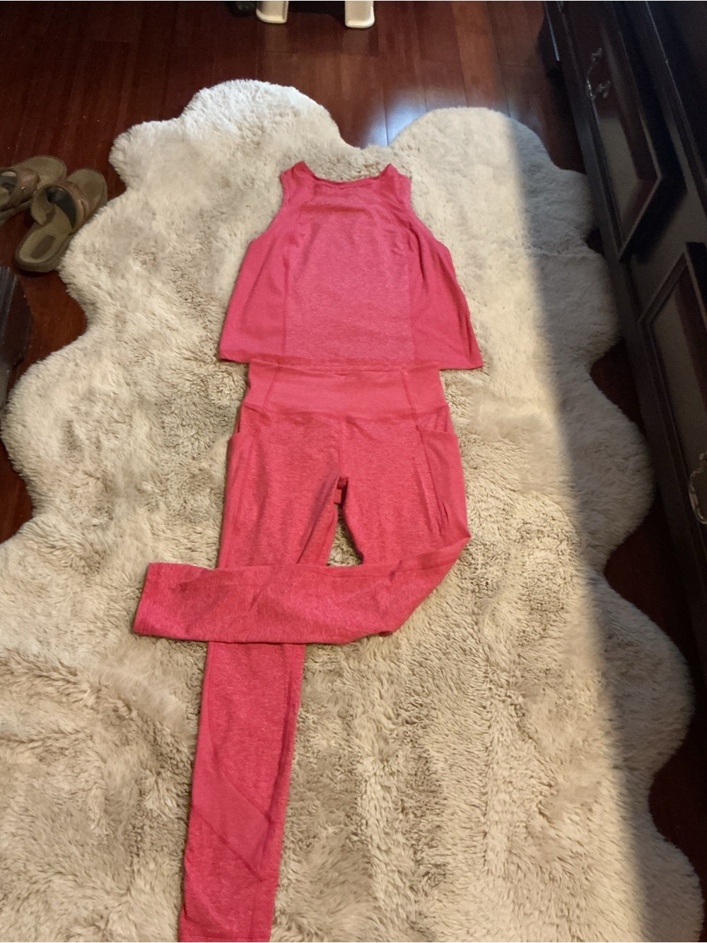 Women's Sleeveless Pink Athletic Tank Top and leggings set